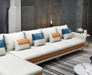 Buy Off-White, Orange European Furniture Living Room 