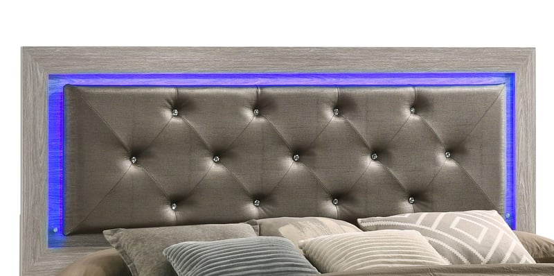 Gray Finish King Bedroom Set 3Pcs Modern Cosmos Furniture YasmineWhite