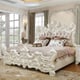 Ivory & Silver Accents King Bedroom Set 3Pcs Carved Wood Homey Design HD-8008I