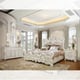 Ivory & Silver Accents King Bedroom Set 3Pcs Carved Wood Homey Design HD-8008I